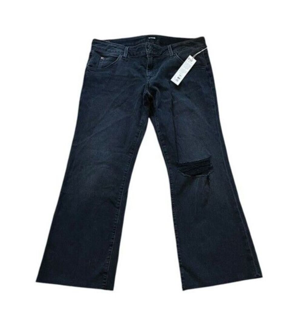 Hudson Jeans Women's 32 Gray Collin Flap Pockets Double Button 27" Inseam Crop